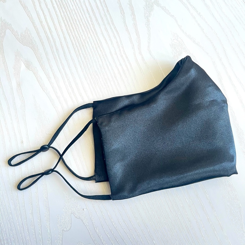 Black Double Satin Mask with Adjustable Straps, Formal Masks, Date Night, Party
